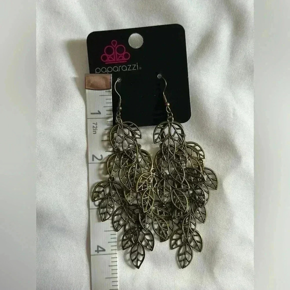 Brass Leaf Earrings - Picture 4 of 4